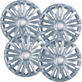15 inch Hubcaps Best for 2010-2013 Volkswagen Golf - (Set of 4) Wheel Covers 15in Hub Caps Chrome Rim Cover - Car Accessories for 15 inch Wheels - Snap On Hubcap, Auto Tire Replacement Exterior Cap