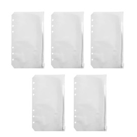 ChasCoCo Binder Pocket, Organizer, 6 Holes, A6, 5 Pack Refills, Waterproof PVC Pouch Document Filing Bag, Anti-Lost, Portable, Clear