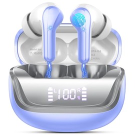 Donerton I66 In-Ear Headphones HiFi Bluetooth with 4 HD Mic Wireless LED Display Noise Cancelling - White