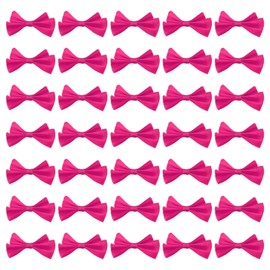 PATIKIL 2.4" Mini Bow Tie, 100 Pcs Satin Ribbon Bows Ties Little Bowknot Embellishments for Craft Projects Gift Wrapping Sewing Decoration, Rose Red