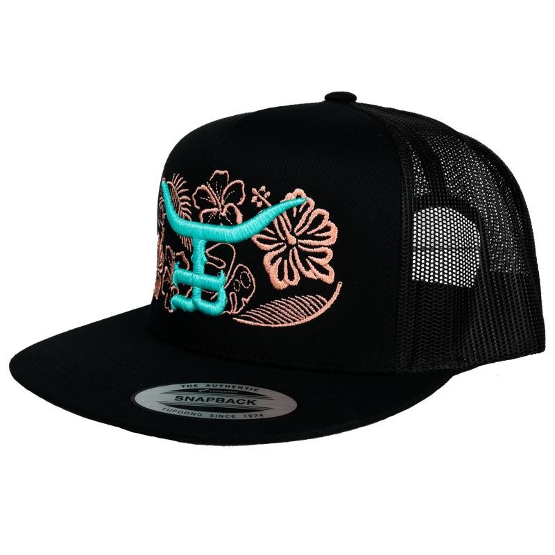Tropical Rancher - Flatbill Trucker Snapback - Color: Black
