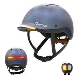 Overade Life Helmet for Bikes and e-Scooters, with Powerful Front/Rear Lighting - Flashing Function - One Size fits All (Deep Blue)
