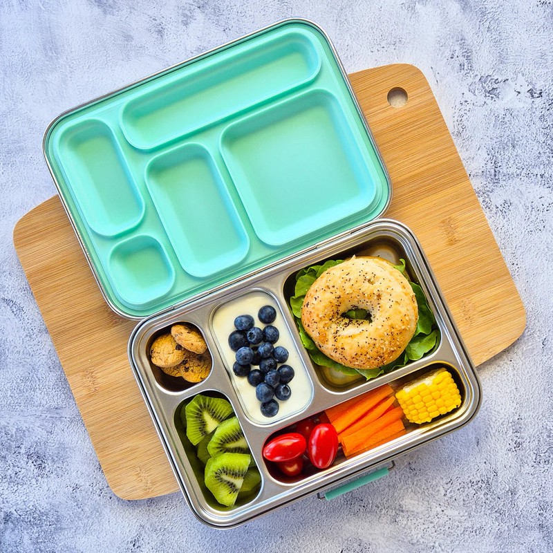 EcoCocoon Bento Lunch Boxes - 5 Compartment, Emerald Green