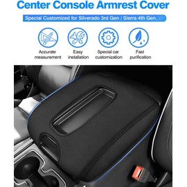 Autorder Center Console Cover for 2014-2018 Chevy Silverado/GMC Sierra 1500 2500 3500 Accessories Armrest Cover Anti-Scratch Middle Console Pad Armrest Protector(with Full Central Floor Console)