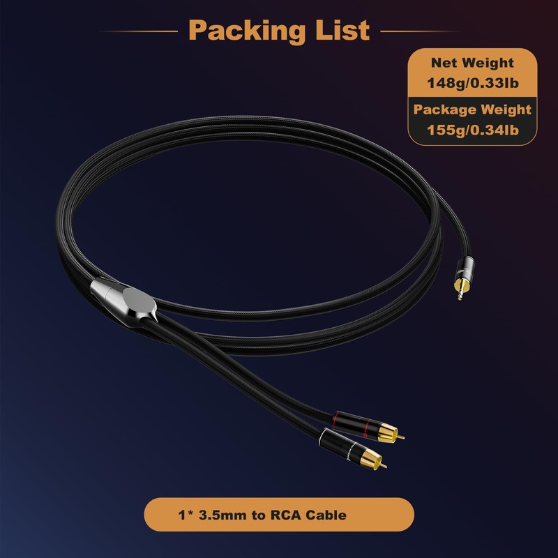 DoukAudio 3.5mm RCA Audio Cable: Bidirectional AUX to Stereo Interconnect
