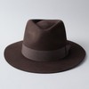 ReqHatter Middle Brim Flat Felt Hat, Center-Fold Fedora, Wide Brim,