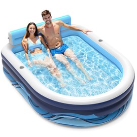 VISTOP Inflatable Pool for Adults or Kids with Seats/Cup Holders Large Thickened Extra Large Toddlers Cool Swimming Pool Family Summer Blow Up Water Pools for Outdoor, Water Party, Garden SPA Tub