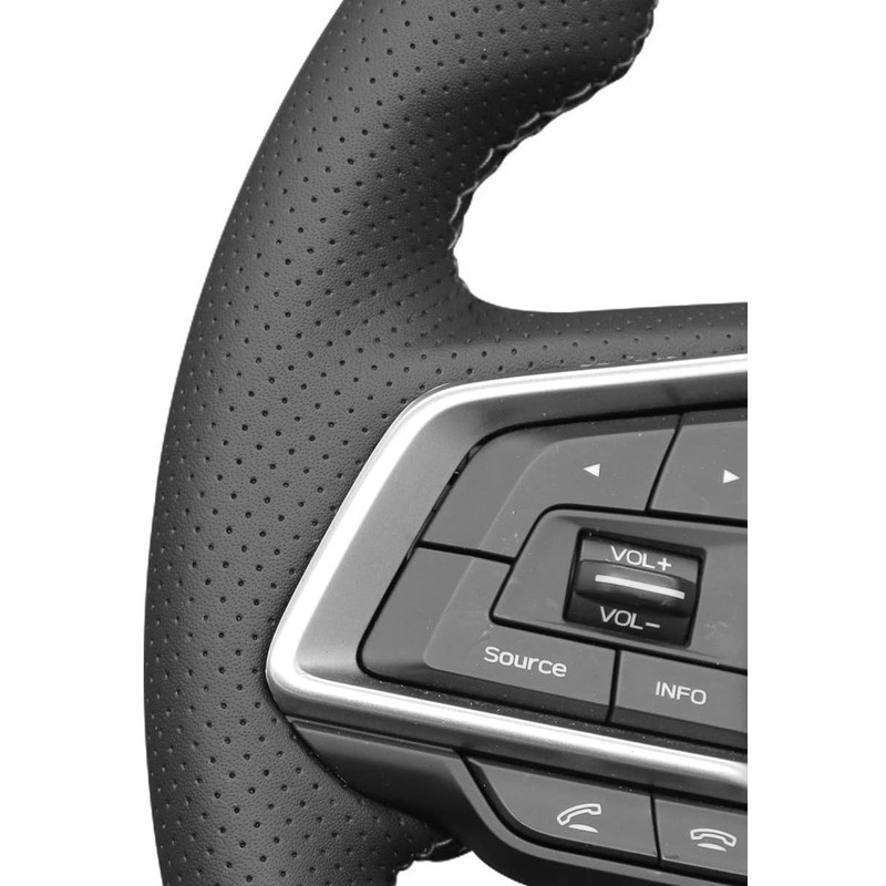 Black Genuine Leather Steering Wheel Cover for Subaru Outback 2018-2025/