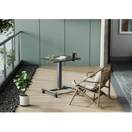 Claiks Mobile Standing Desk, Small Rolling Standing Desk, Mobile Desk Workstation with Wheels, Pneumatic Mobile Laptop Desk for Home Office with Hook, Black