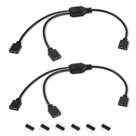 Pretwad Argb Splitter Cable 3 Pin, 8 Pcs 1-to-2 Female to Female 5v 3 Pin Addressable RGB Splitter Extension Cable,1-to-2 Addressable RGB Spliter Extension Cable with Male Pins, Used for 5V Argb Fans