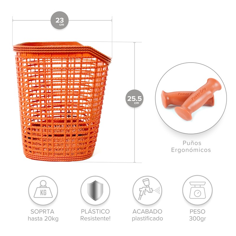 Simplbikes Canasta Plástica Tipo Mimbre para Bicicleta