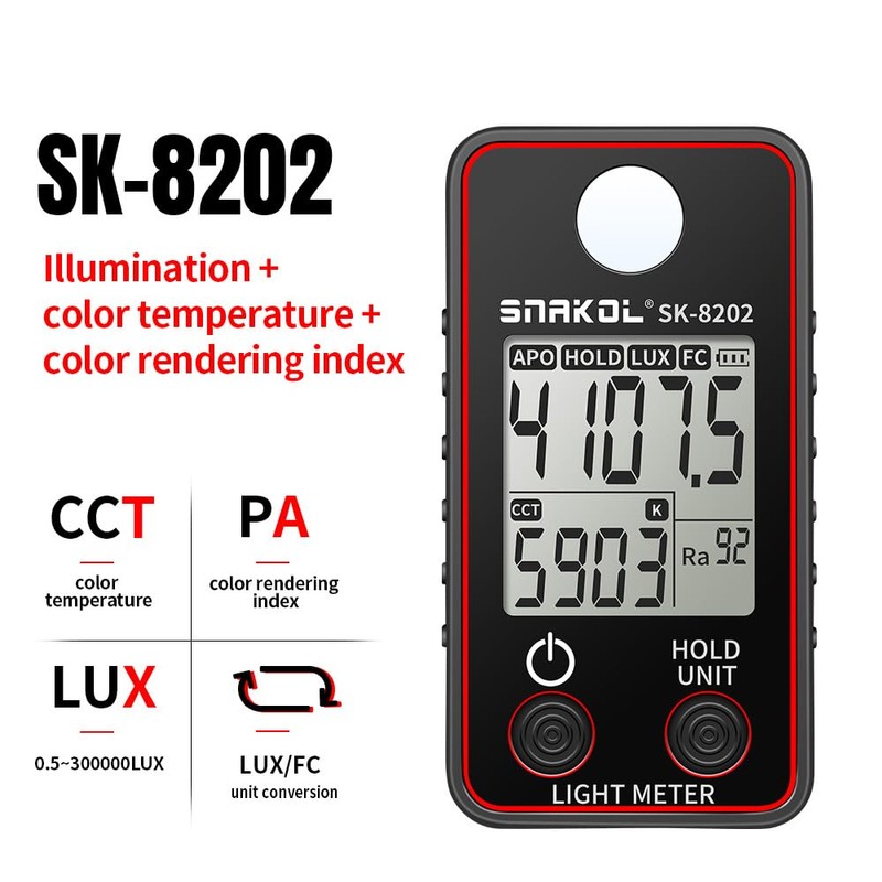 Colour Temperature Tester High Precision Illuminance Meter 0.5-300000 LUX LED