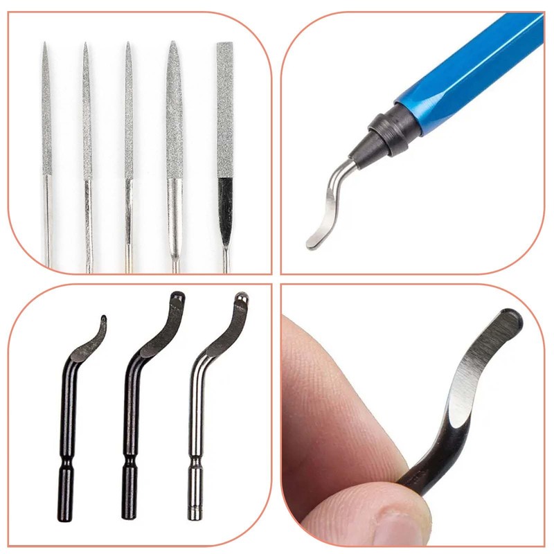 Universal Deburring Tool, 15-Piece Replacement and 5 Diamond File Set,