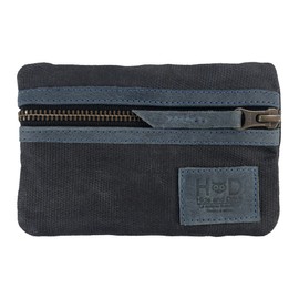 Hide & Drink, Multi-Tool Pocket Pouch, Compact Multipurpose EDC Zippered Bag, Mini Camping Tool Case, Waxed Canvas, Knife Holster, Handmade Slim Organizer (Charcoal Black/Slate Blue)