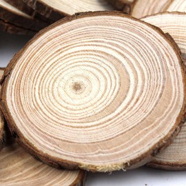Fuhaieec 50pcs 2.4"-2.8" Unfinished Natural Wood Slices Circles with Tree Bark Log Discs for DIY Craft Christmas Rustic Wedding Ornaments