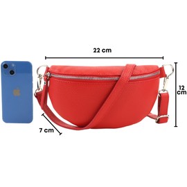 Blade Bum Bag Genuine Leather, Stylish Shoulder Bag, Waist Bag for Women, High-Quality Shoulder Bag with Zip, Crossbody Bag, Handbag, Belt Bag, red