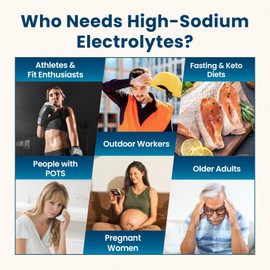 Venture Pal High Sodium Sugar-Free Electrolyte Powder Packets - Hydration Packets with Sodium, Potassium & Magnesium | Zero Calories | Vegan, Keto, and Paleo Friendly | 16 Sticks