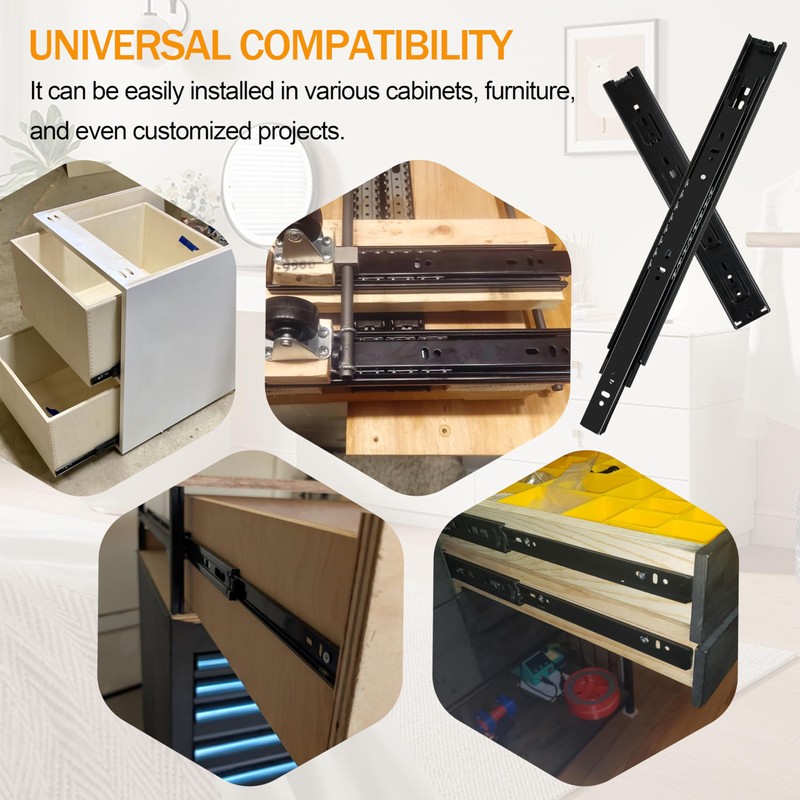 2 Pairs of 12 Inch Duty Drawer Slides,Cabinet Slides 3-Section