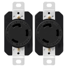 Yomiuwo 2 Pack NEMA L6-30R Flush Mount Locking Receptacle, 30 Amp 250V Twist Lock Outlet, 2 Pole 3 Wire Grounding Industrial Grade Heavy Duty Socket, UL Listed for Generator, RV, Marine & Welding