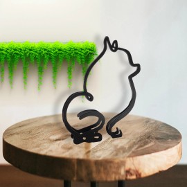 FixtureDisplays 4.3X5.5X0.4" Metal Pomeranian Art Small Tabletop Wall Hanging Abstract Sculpture