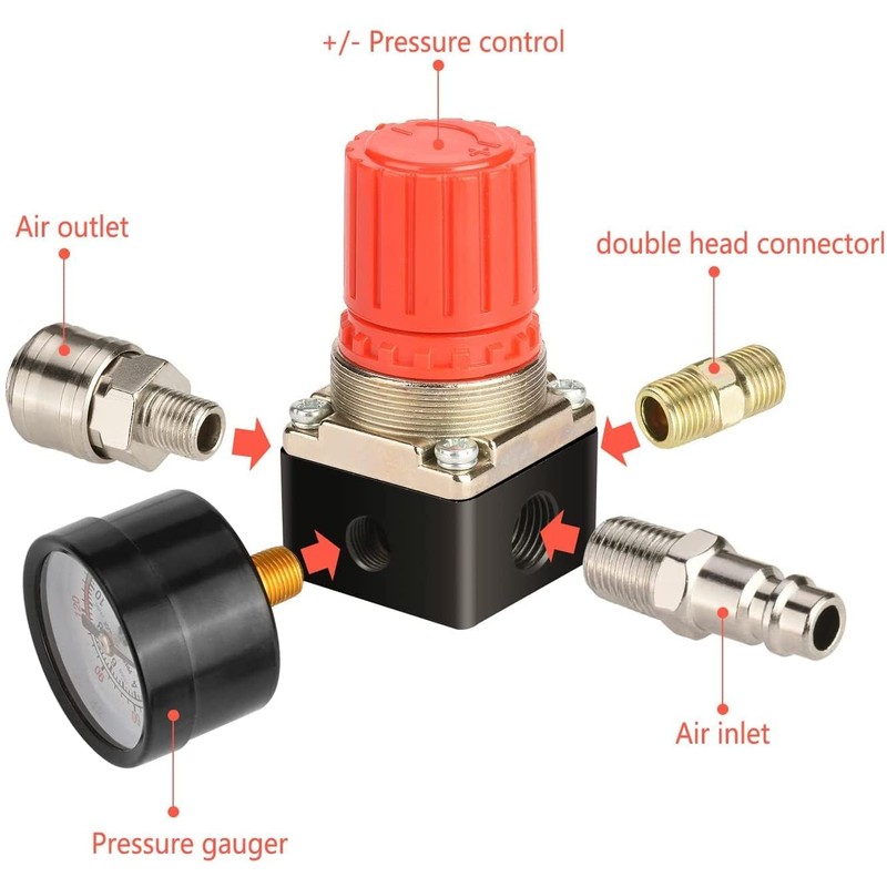 Adamyee 1/4 Inch Pressure Regulator for Air Compressor - EU
