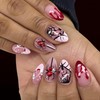 24Pcs White French Tip Halloween Press on Nails Short Almond