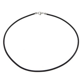 Leather necklace cord, surfer, surf style, black, 3mm, stainless steel lobster clasp