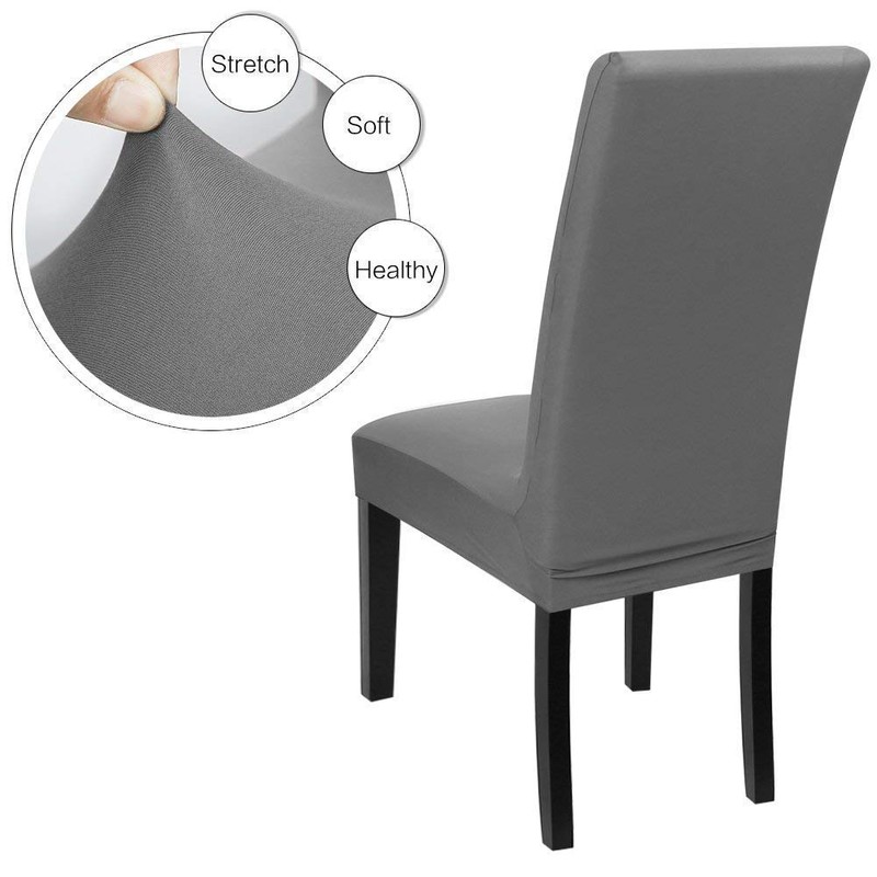 Chair Covers Grey for Dining Chairs, Chair Covers Stretch, Set
