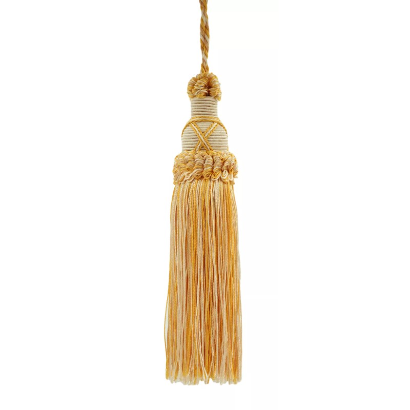 DecoPro Light Gold Ivory 5.5" Decorative Key Tassel Radiant Sunrise