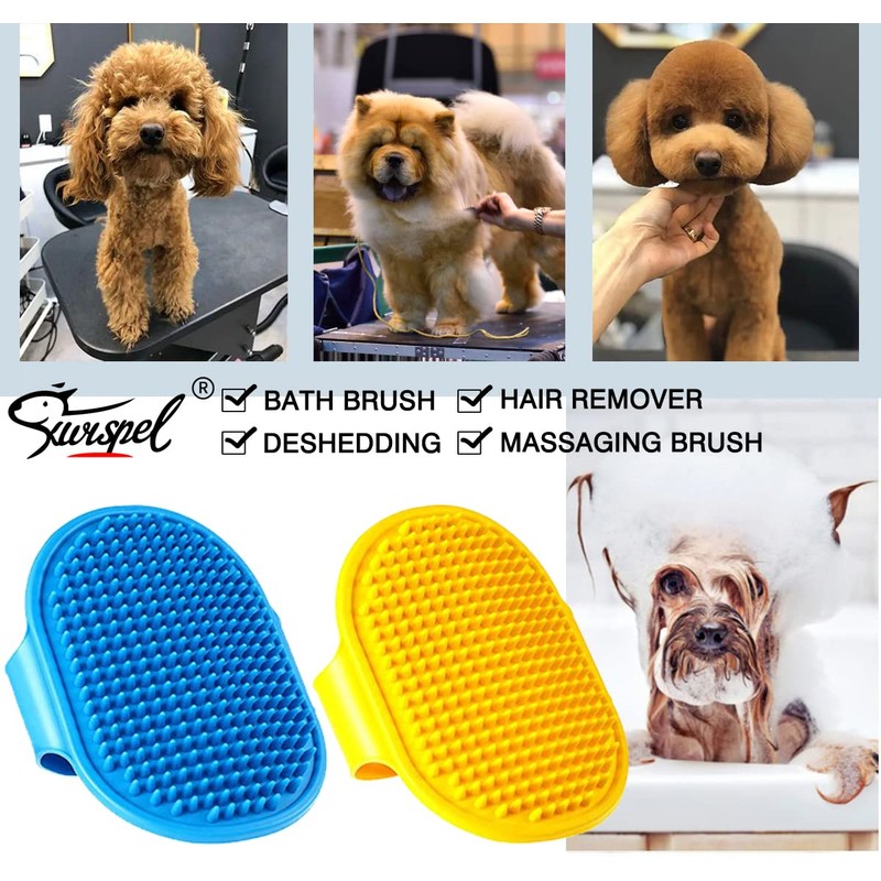 Kwispel Dog Grooming Brush, Pet Shampoo Bath Brush Shedding Soothing