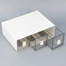 QWORK® Stackable Tea Organiser 23 x 17 x 8 cm - Plastic Tea Storage Box for Tea Bags, Coffee & More (White)