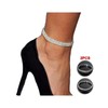 Kucheed Pack of 2 Sparkling Diamond Anklets for Women, Elastic