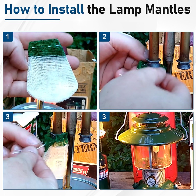 10 Pcs Propane Lantern Mantles with Lantern Globe Replacement Glass
