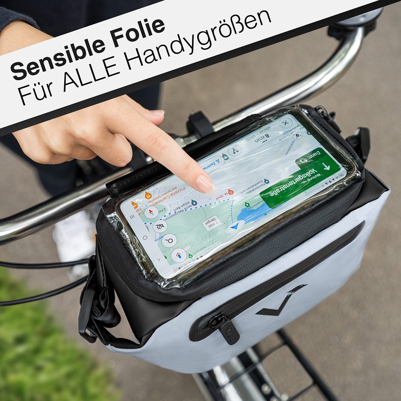 Valkental x Klickfix 3-in-1 Bicycle Handlebar Bag, Fully Reflective &