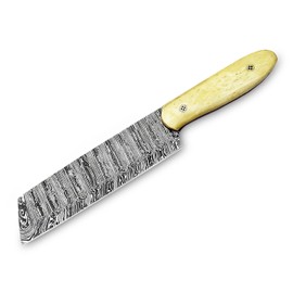 ColdLand 9.5 Inch Damascus Chef Knife, Professional Kitchen Knife with Ergonomic Pakka Wood Handle, Full Tang Construction, Non-Slip Grip, Damascus Steel Blade for Precise Slicing (7.50)