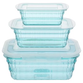 Taiuloo Set of 3 Salad Bowls with Lids, BPA Free Food Storage Bowls, Meal Prep Nesting Bowls for Lunch, Plastic Salad Serving Bowl, Food Storage Containers for Snack Fruit, Blue
