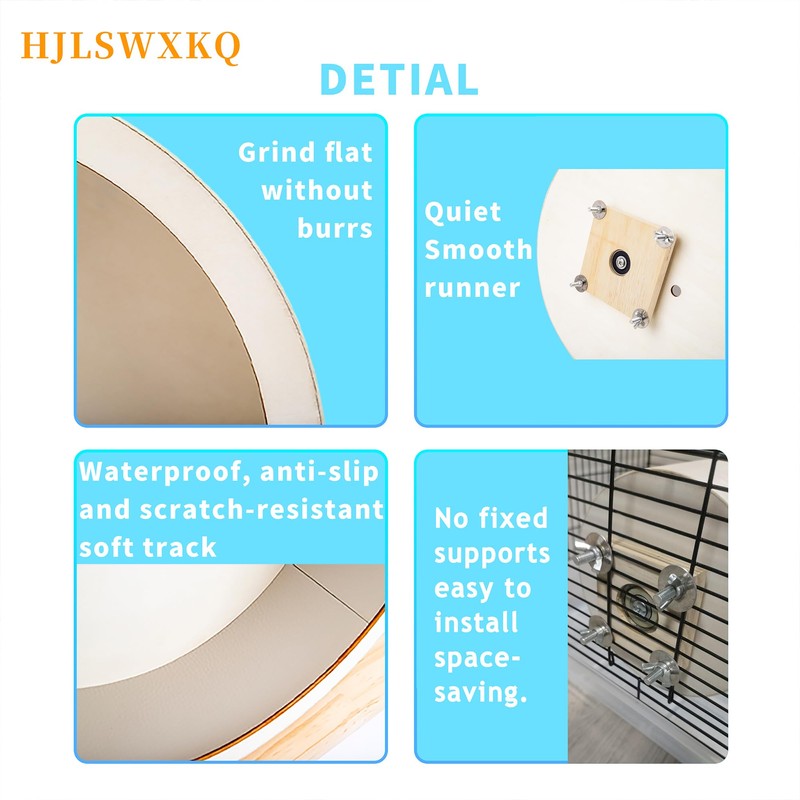 HJLSWXKQ 10inch Wall-Mount Silent Hamster Wheel, Wooden Small Animal Exercise