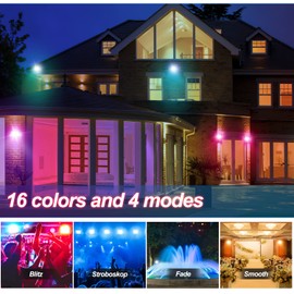 Jaxguom RGB LED Outdoor Spotlight, 2 x 30 W with Remote Control, RGB Floodlight, LED Dimmable Garden Spotlight, 16 Colours, 4 Modes, IP66 Waterproof, Memory Function for Party Outdoor Use