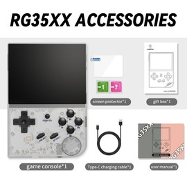 Anbernic RG35XX Handheld Game Console, 3.5 Inch Screen Retro Games Consoles with Linux System HDMI Output TV 64G TF Card 5000+ Classics Games (Buy 1 Get 1 Screen Protector), Retro Game Console, Game Peripherals, Gaming Products - Color: Transparent White