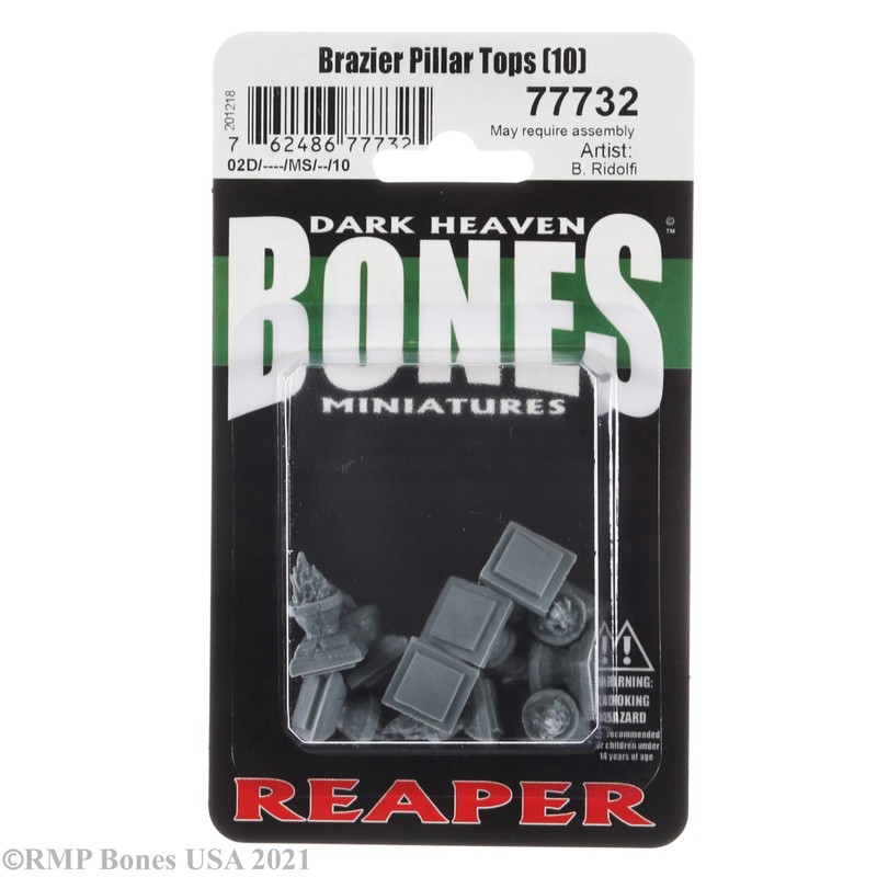 Reaper 77732: Brazier Pillar Tops (10) Bones Classic Plastic Miniature