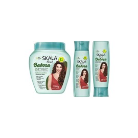 Skala Brasil Babosa Aloe Vera Hair Care Set - 3 Pack - 2-in-1 Treatment Cream 1000g + Shampoo & Conditioner 325ml Each - For All Curl Types - Hydration & Shine - Vegan & Cruelty-Free