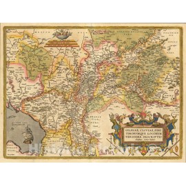 Historic Map : Gelriae, Cliviae, Finitimorum Que Locorum Verissima Descriptio Christiano Schrot. Auctore, 1603, Abraham Ortelius, Vintage Wall Art : 24in x 18in