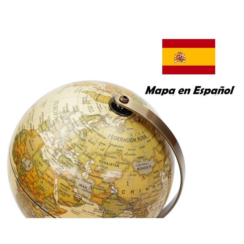 Exerz 14 cm Antique Globe Spanish Map - Metal Base