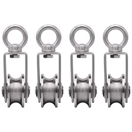 Set of 4 Pulley with 2 Ball Bearings, Fitness Stainless Steel Pulley for Ropes, Steel Cable, Load Capacity 250 kg