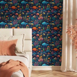 MuralPeel Under The Sea Tropical Fish Animals Coral Peel and Stick Wallpaper Self Adhesive Removable Easy Peel Off Contact Paper Stick on Wall Paper for Bedroom Cabinet Renter Friendly