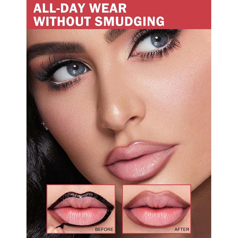 Erinde Delineador de Labios Peel off, Pintalabios Mate Resistente al