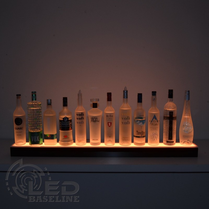 Low Profile Single Step LED Lighted Display Shelf 12"
