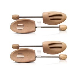 Cocciné Wooden Shoe Tree for Filling Shoes, Made of Natural Wood, Steel Spring, Moisture and Deformation Resistant, Eliminates Wrinkles in Leather, Wood (2 Pairs)