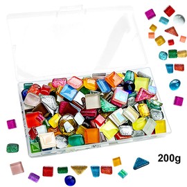 GiantGo 200g Vibrant Crystal Mosaic Tiles Kit - Child-Safe DIY Craft Supplies for Home Decor, Bathroom & Kitchen Art Projects - Reusable Mini Tiles, Mixed Colors, Easy Grip Design