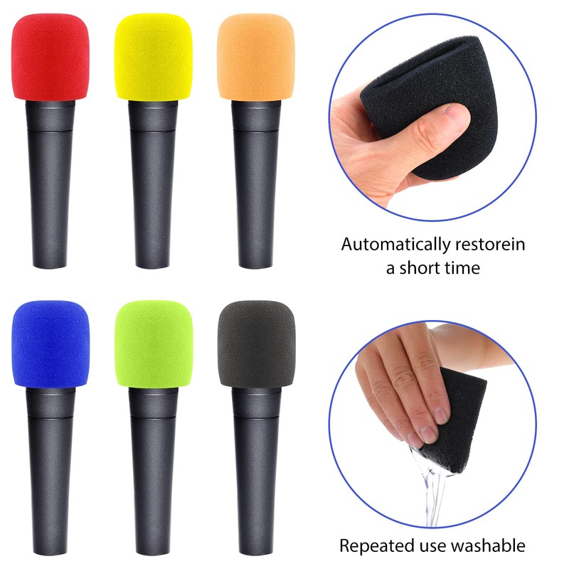 Prasacco Pack of 6 Microphone Wind Protection, Colourful Microphone Cover,